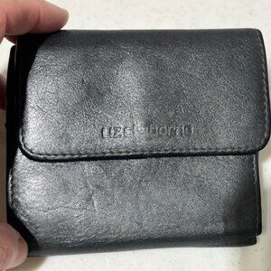 VTG Liz Claiborne Grayish Silver Billfold Wallet Change Purse Pockets  4.5"x4"